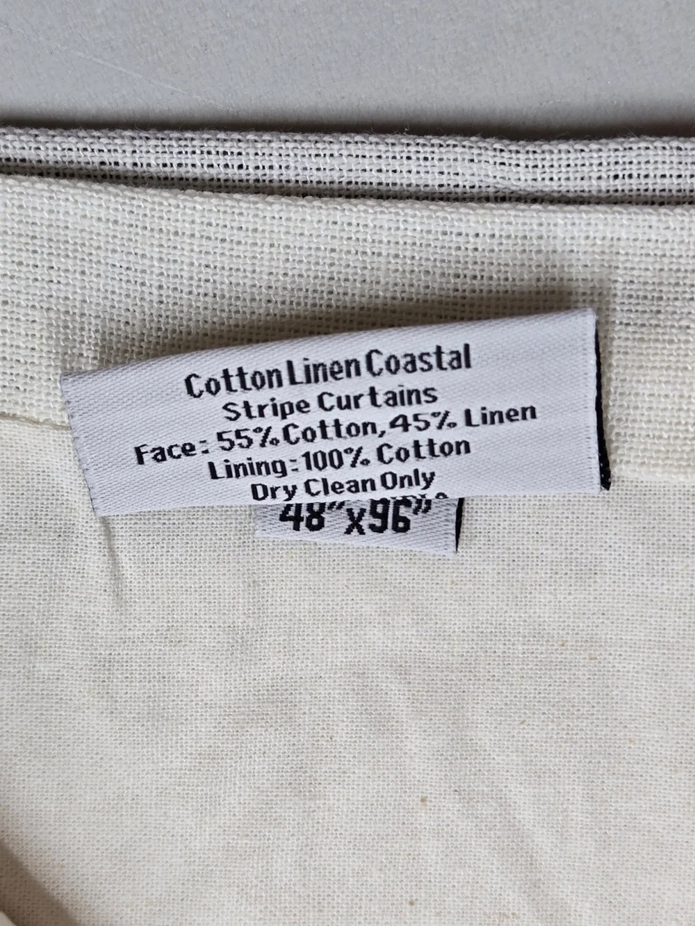 NWT QUINCE Set Of 2 48x96 Coastal Stripe Linen Cotton Curtains Ivory/Navy 9233
